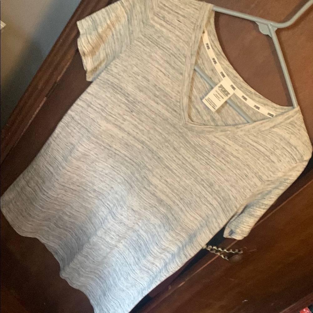 PINK Victoria's Secret Gray Fitted Short Sleeve Tee